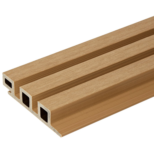 Natural Oak - Slatted Composite Cladding Panels - Board Width 120mm (115mm wide coverage)